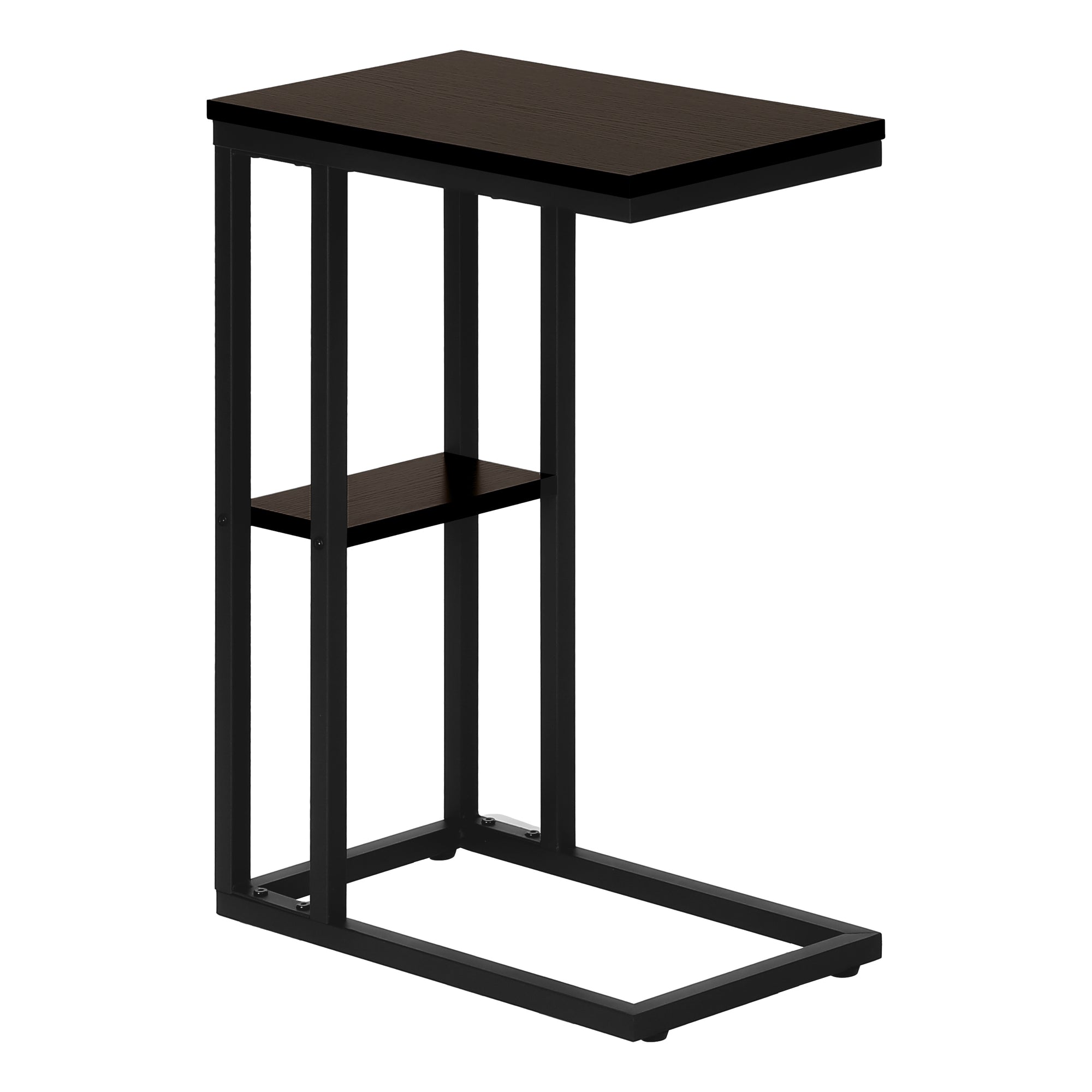 MN-163670    Accent Table, C-Shaped, End, Side, Snack, Living Room, Bedroom, Metal Legs, Laminate, Espresso, Black, Contemporary, Modern