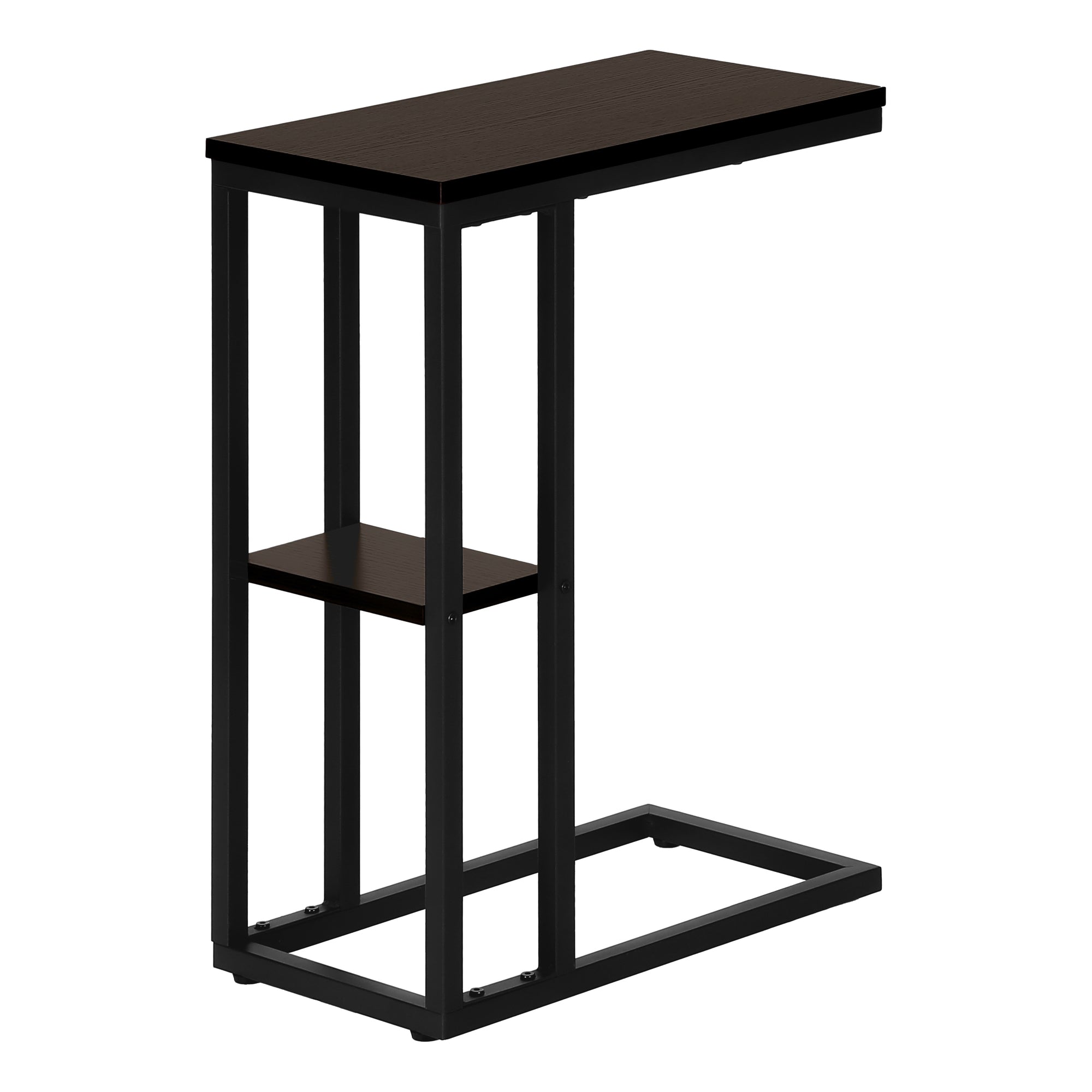 MN-163670    Accent Table, C-Shaped, End, Side, Snack, Living Room, Bedroom, Metal Legs, Laminate, Espresso, Black, Contemporary, Modern