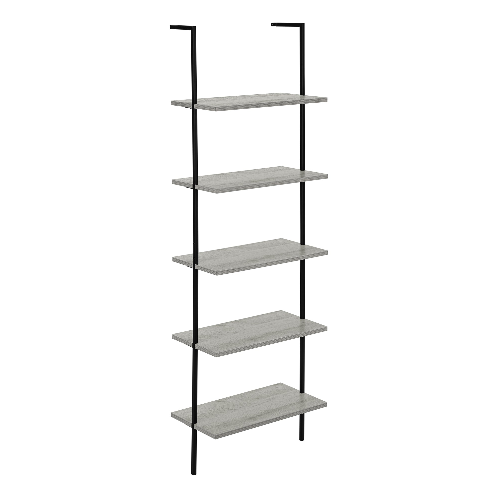 MN-253681    Bookcase - 5 Tier Etagere Ladder Bookshelf - Metal Frame - 72"H - Grey