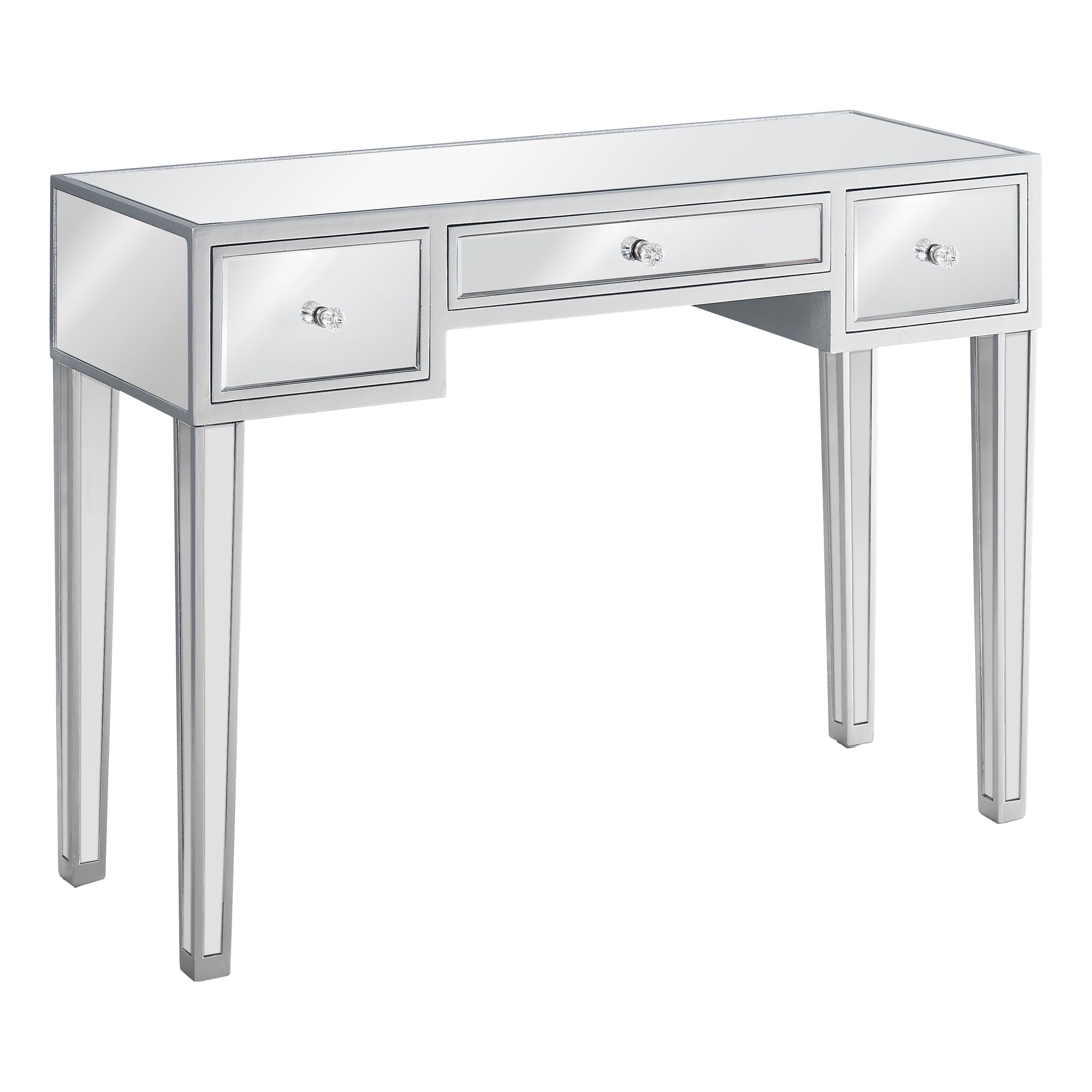 MN-373735    Console Table - Mirrored / 3 Storage Drawers - 42"L - Mirror / Silver