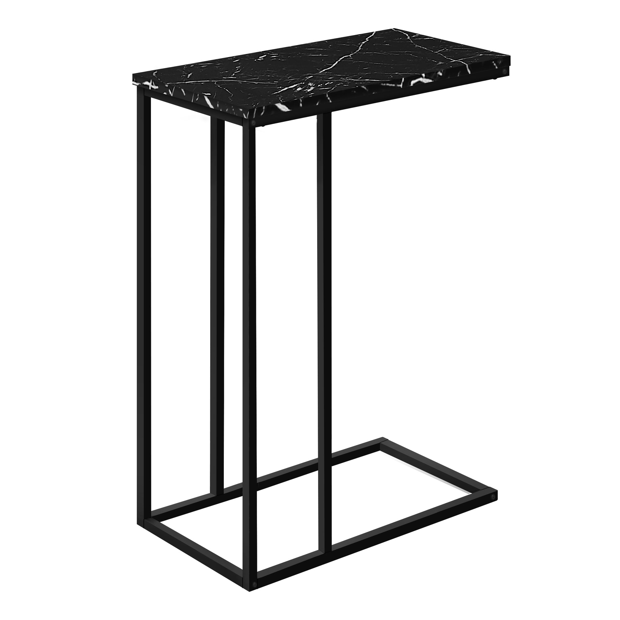 MN-433763    Side Table, C Table - Rectangular, Metal Frame - Black Marble-Look