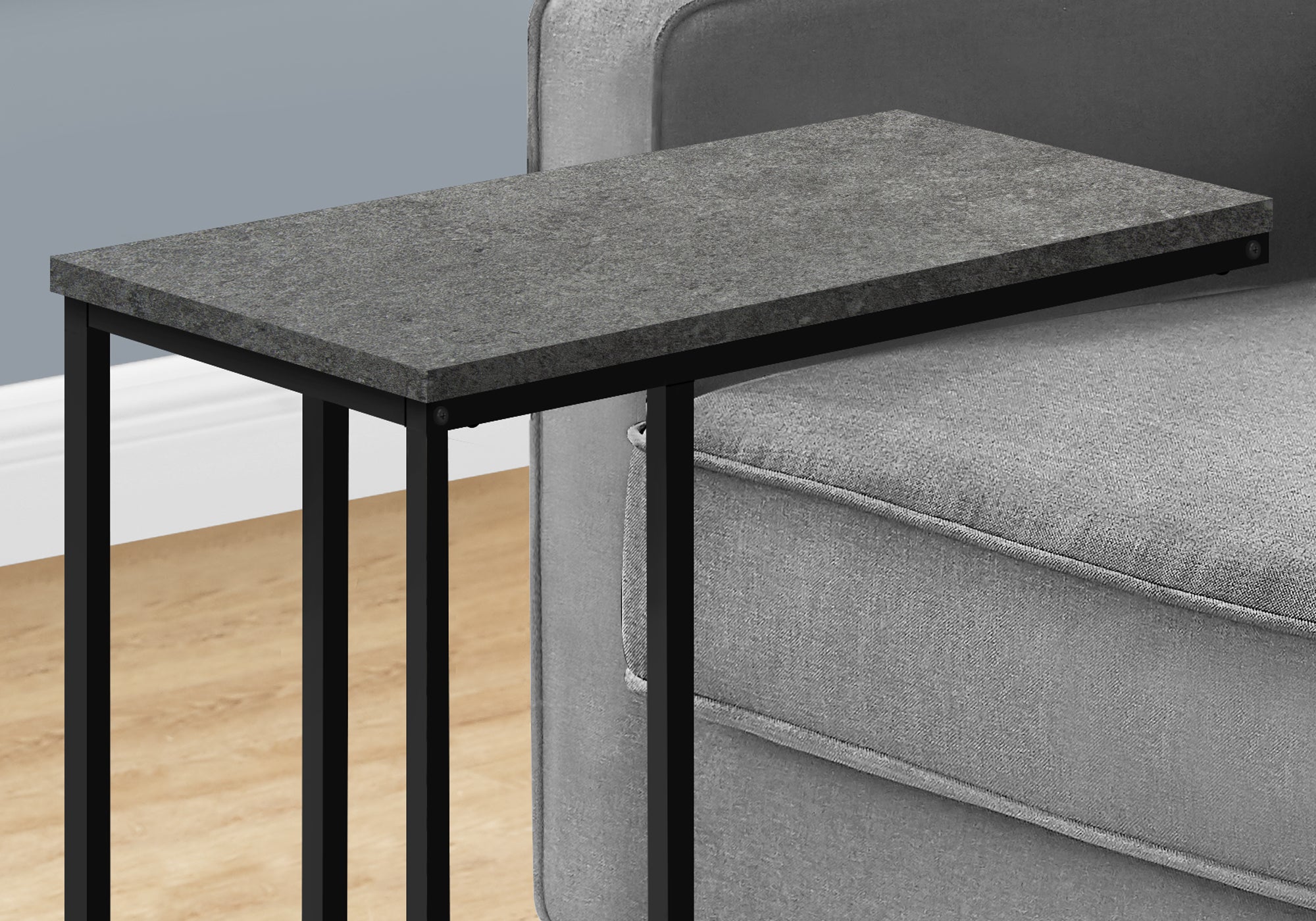 MN-453765    Side Table / C Table - Rectangular / Metal Frame - Grey Stone-Look