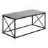 MN-583785    Coffee Table, Rectangular, Metal Base With X-Shaped Sides, 40"L - Grey Stone-Look, Black