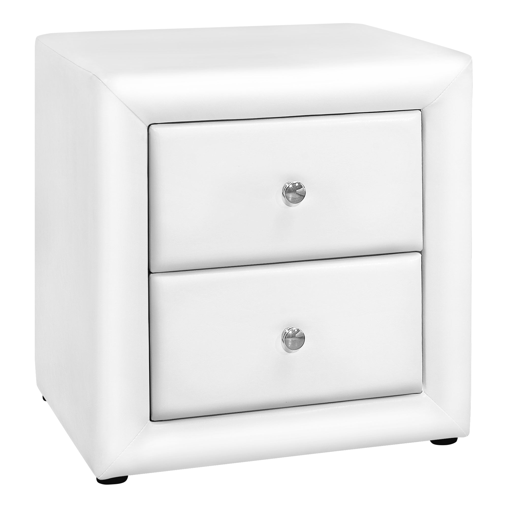 MN-775600    Nightstand - Upholstered / 2 Storage Drawers - 21"H - White Leather-Look