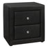 MN-805603    Nightstand - Upholstered / 2 Storage Drawers - 21"H - Black Leather-Look