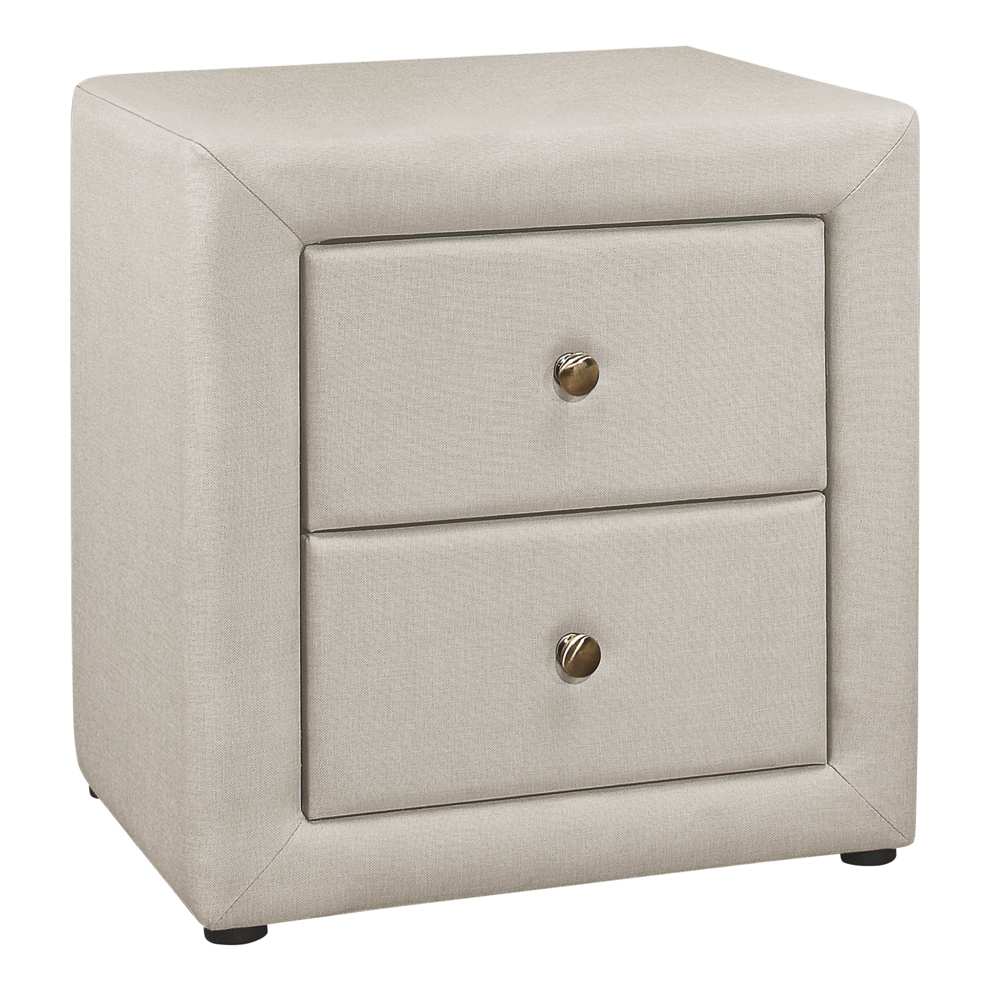 MN-825605    Nightstand - Upholstered / 2 Storage Drawers - 21"H - Beige Linen-Look