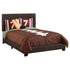 MN-865910F    Bed, Frame, Platform, Bedroom, Full Size, Upholstered, Leather Look, Wood Legs, Dark Brown, Black, Contemporary, Modern