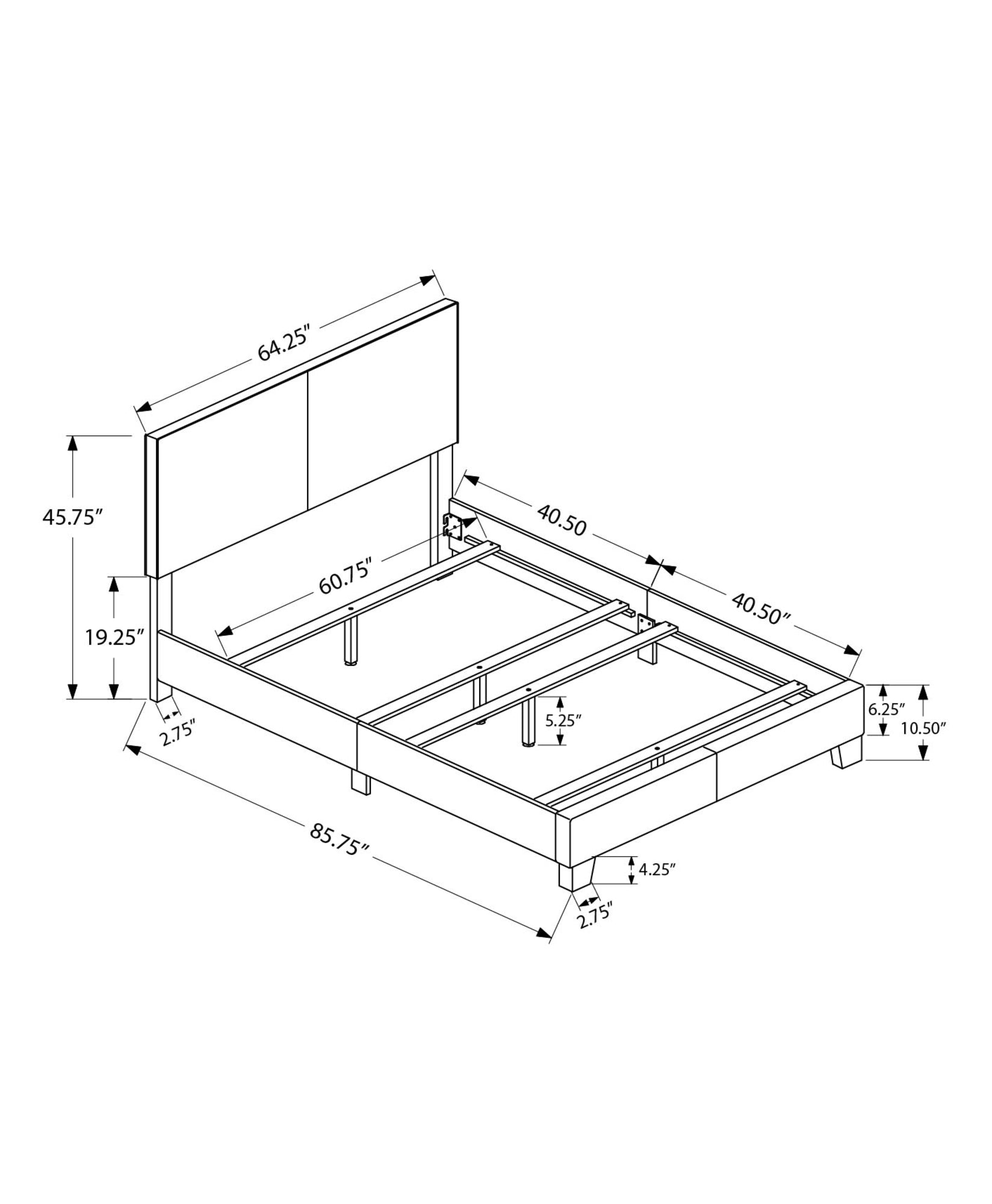 MN-895911Q    Bed, Frame, Platform, Bedroom, Queen Size, Upholstered, Leather Look, Wood Legs, White, Black, Contemporary, Modern