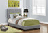 MN-915912T    Bed, Frame, Platform, Bedroom, Twin Size, Upholstered, Leather Look, Wood Legs, Grey, Black, Contemporary, Modern