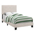 MN-975921T    Bed, Frame, Platform, Teen, Bedroom, Upholstered, Twin Size, Linen Look Fabric, Wood Legs, Beige, Black, Contemporary, Modern