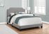 MN-105925F    Bed, Frame, Platform, Bedroom, Full Size, Upholstered, Linen Look Fabric, Wood Legs, Grey, Black, Transitional