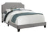 MN-105925F    Bed, Frame, Platform, Bedroom, Full Size, Upholstered, Linen Look Fabric, Wood Legs, Grey, Black, Transitional