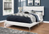 MN-165953Q    Bed, Frame, Platform, Bedroom, Queen Size, Upholstered, Linen Look Fabric, Metal Legs, White, Chrome, Contemporary, Modern