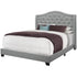 MN-185966Q    Bed, Frame, Platform, Bedroom, Queen Size, Upholstered, Velvet Fabric, Wood Legs, Grey, Black, Classic, Contemporary, Modern