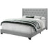 MN-295984Q    Bed, Frame, Platform, Bedroom, Queen Size, Upholstered, Linen Look Fabric, Wood Legs, Grey, Black, Classic, Contemporary, Modern