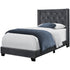 MN-335986T    Bed, Frame, Platform, Teen, Bedroom, Upholstered, Twin Size, Velvet Fabric, Wood Legs, Dark Grey, Black, Classic, Contemporary, Modern