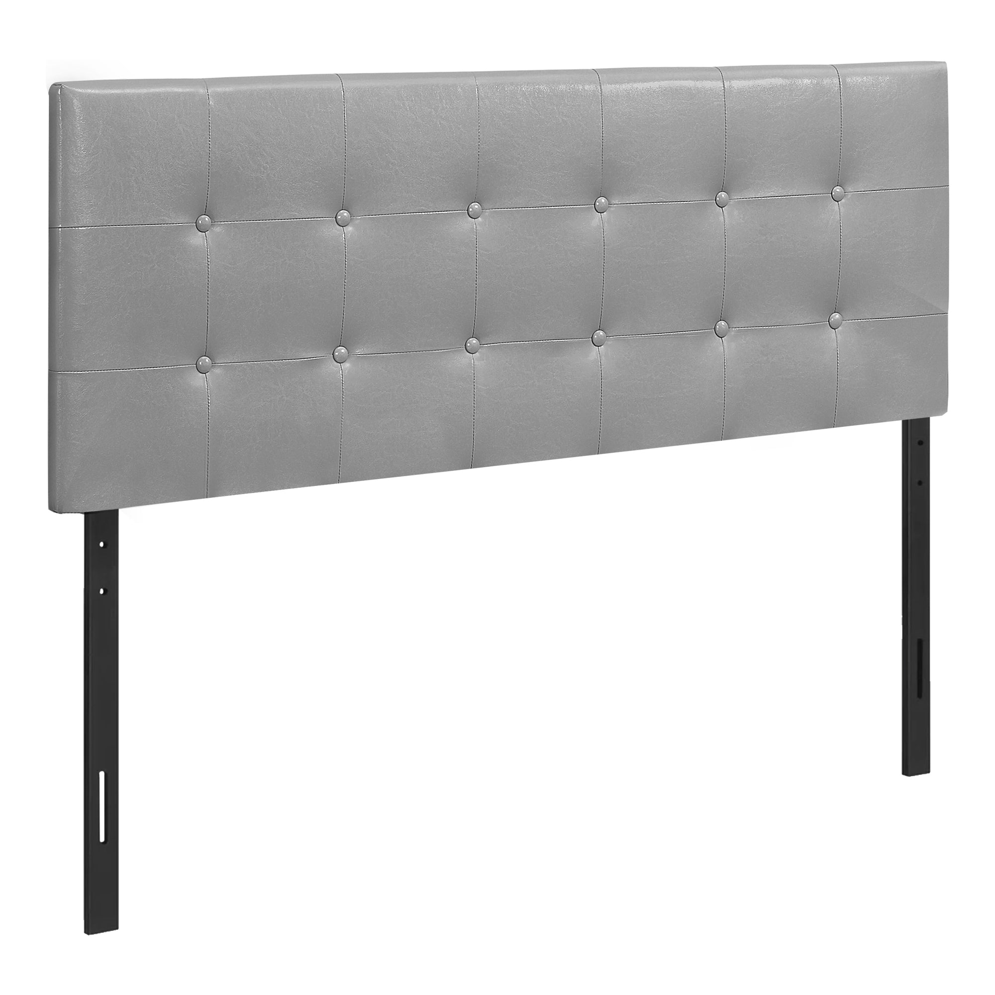 MN-366001F    Headboard, Bedroom, Full Size, Upholstered, Leather Look, Wooden Frame, Grey, Black, Contemporary, Modern