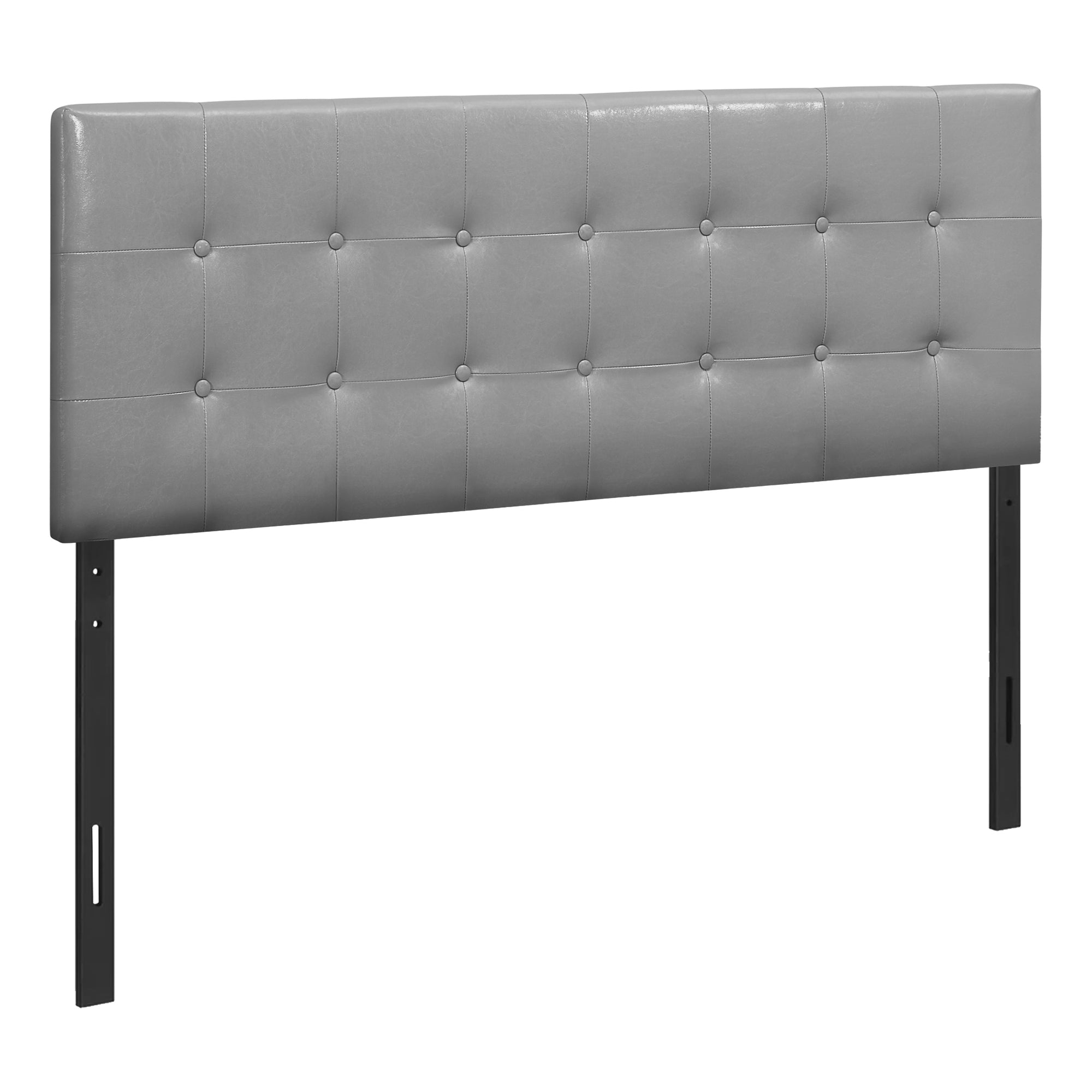 MN-376001Q    Headboard, Bedroom, Queen Size, Upholstered, Leather Look, Wooden Frame, Grey, Black, Contemporary, Modern