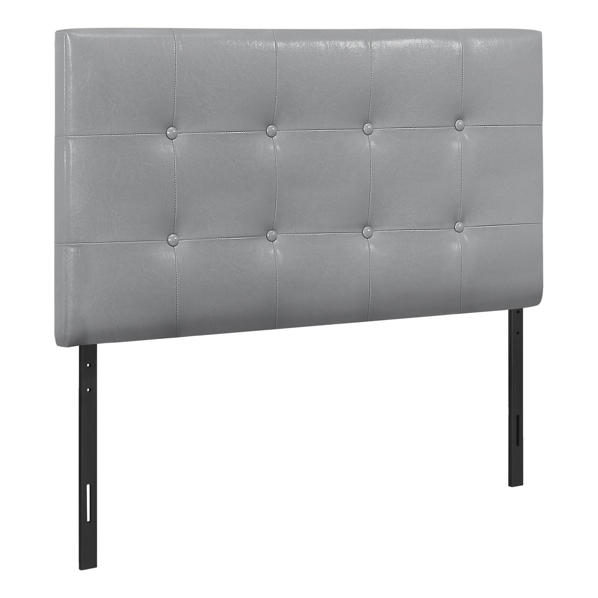 MN-386001T    Headboard, Bedroom, Twin Size, Upholstered, Leather Look, Wooden Frame, Grey, Black, Contemporary, Modern