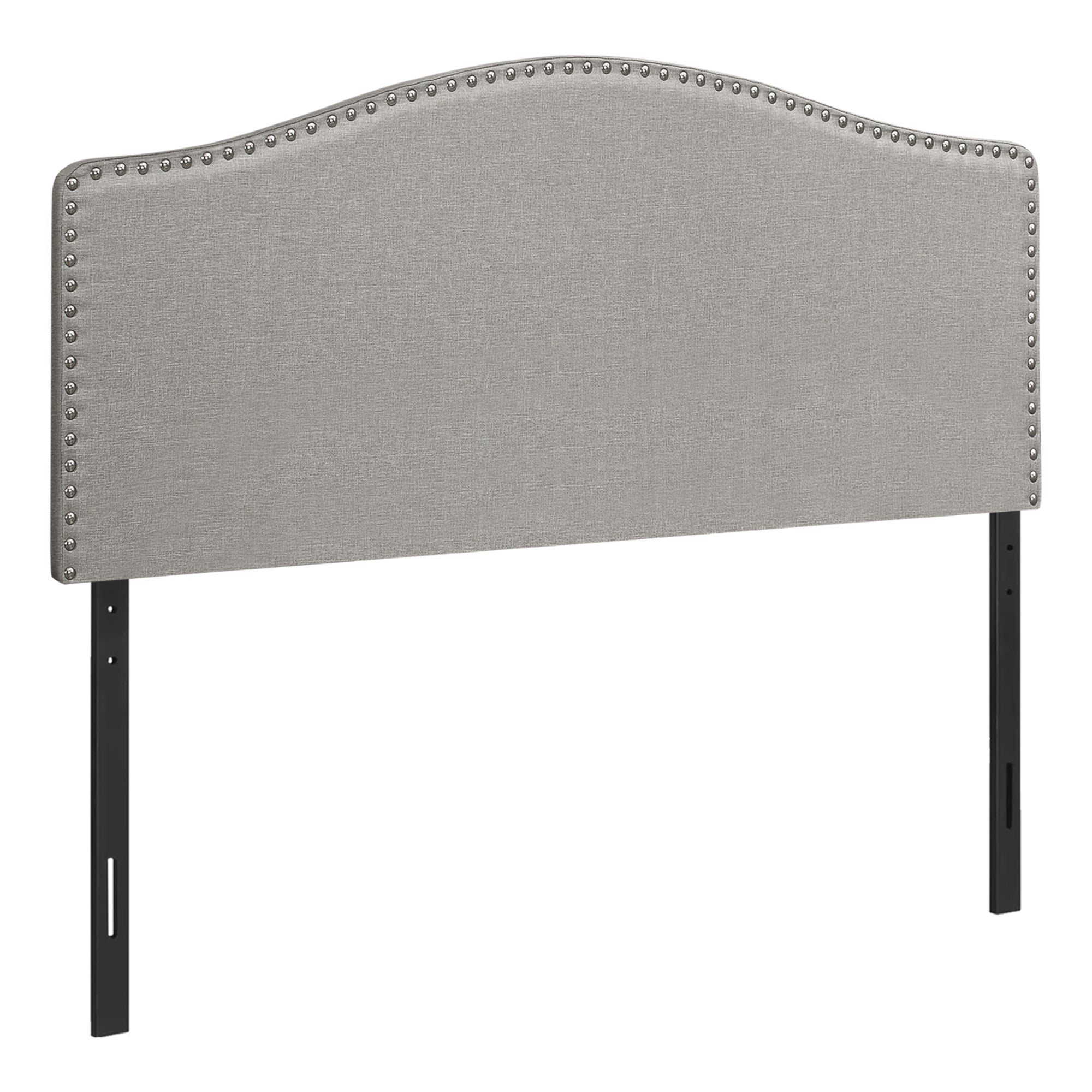 MN-566013Q    Headboard, Bedroom, Queen Size, Upholstered, Leather Look, Wooden Frame, Grey, Black, Contemporary, Modern