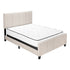 MN-636026Q    Bed, Frame, Platform, Bedroom, Queen Size, Upholstered, Linen Look Fabric, Wood Legs, Beige, Black, Contemporary, Modern