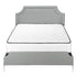 MN-896035Q    Bed, Queen Size, Bedroom, Upholstered, Grey Linen Look, Chrome Metal Legs, Transitional