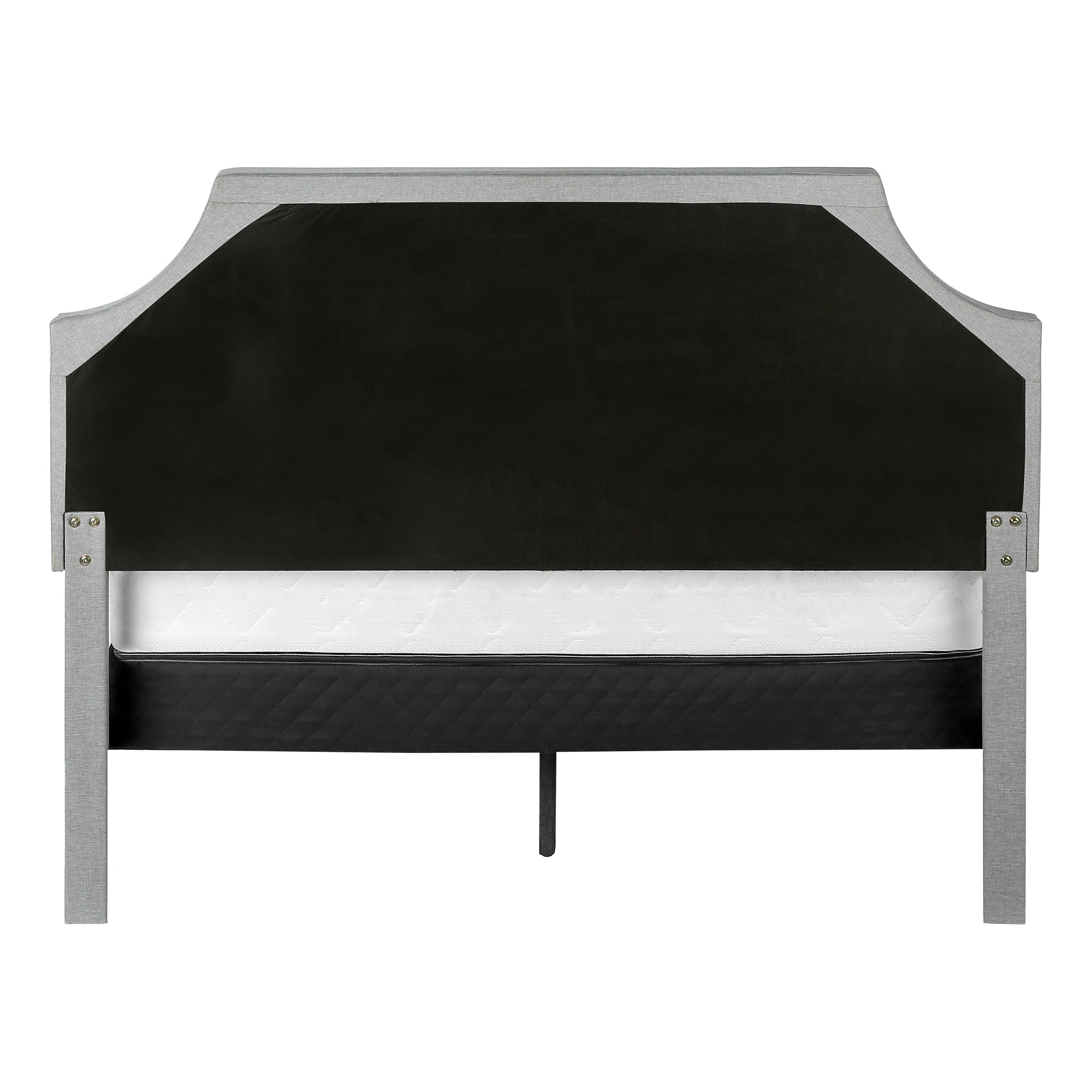 MN-896035Q    Bed, Queen Size, Bedroom, Upholstered, Grey Linen Look, Chrome Metal Legs, Transitional