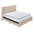 MN-926041Q    Bed, Queen Size, Bedroom, Upholstered, Beige Linen Look, Chrome Metal Legs