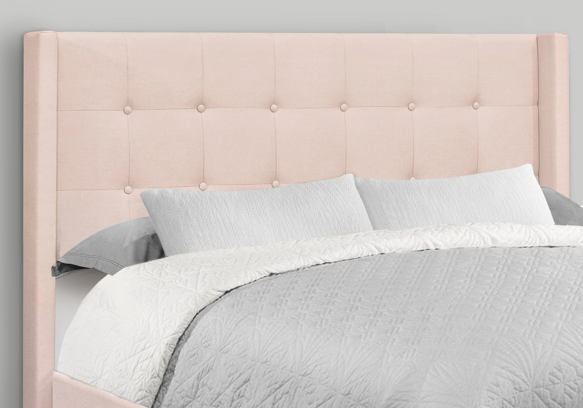 MN-936042Q    Bed, Queen Size, Bedroom, Upholstered, Pink Velvet, Chrome Metal Legs