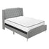 MN-946045Q    Bed, Queen Size, Bedroom, Upholstered, Grey Linen Look, Chrome Metal Legs, Transitional