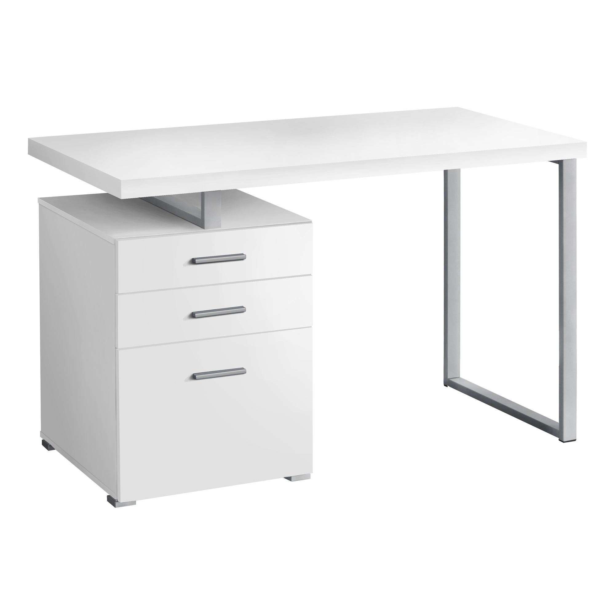 MN-747027    Computer Desk, Home Office, Laptop, Left, Right Set-Up, Storage Drawers, 48"L, Metal, Laminate, White, White, Contemporary, Modern