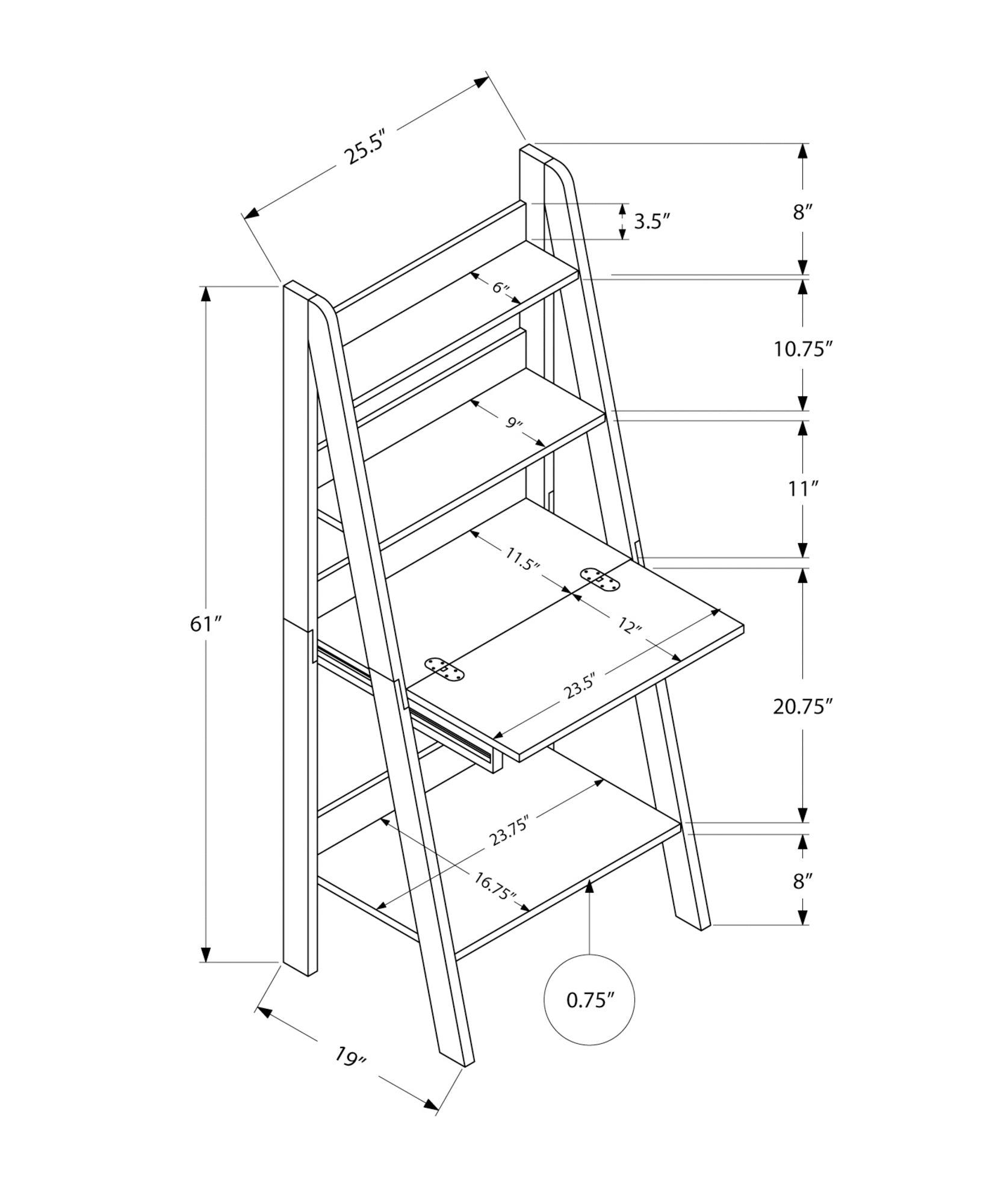 MN-777040    Computer Desk, Home Office, Laptop, Leaning, Storage Drawers, 61"H, Laminate, White, Contemporary, Modern