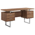 MN-967083    Computer Desk, Home Office, Laptop, Left, Right Set-Up, Storage Drawers, 60"L, Metal, Laminate, Walnut, Silver, Contemporary, Modern
