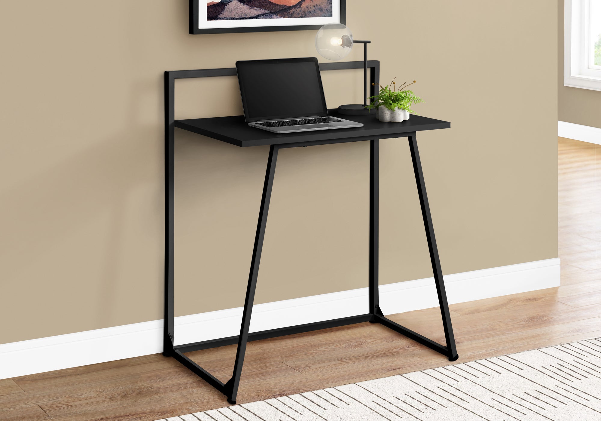 MN-117111    Computer Desk, Home Office, Laptop, 30"L, Metal, Laminate, Black, Contemporary, Modern