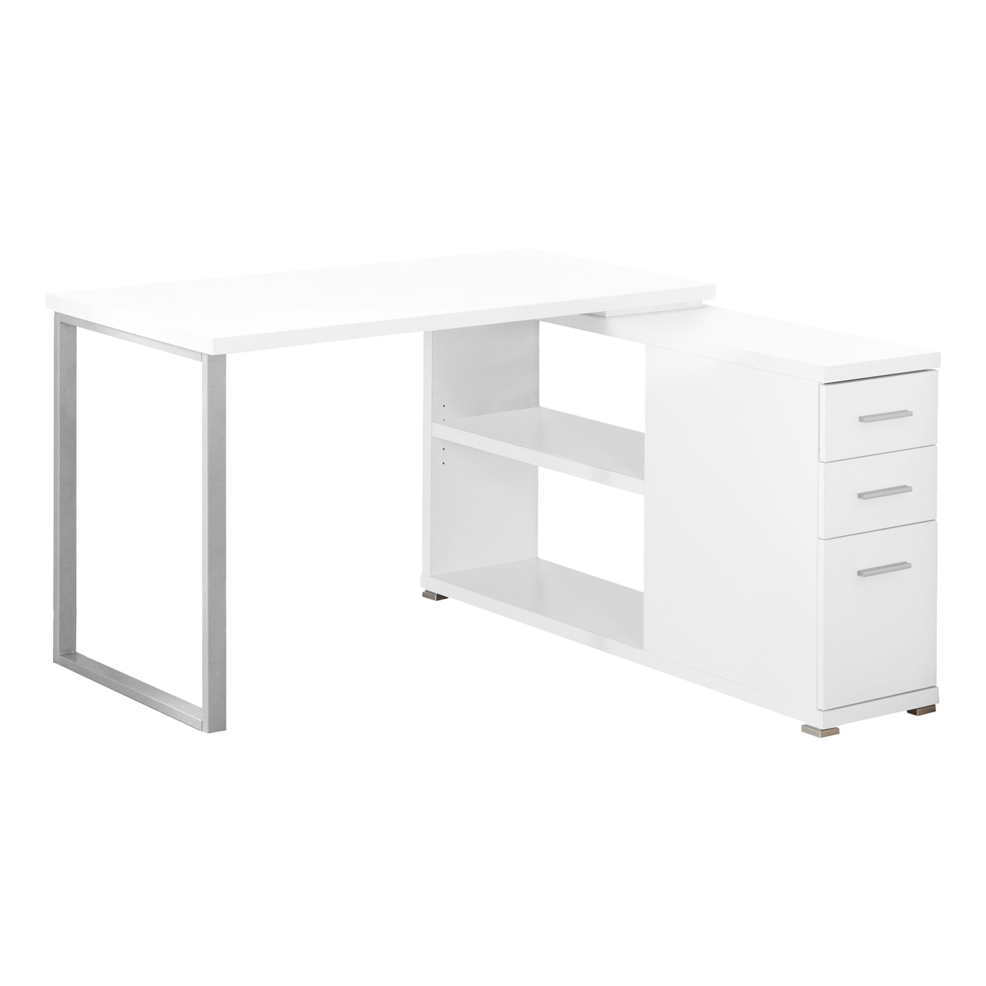 MN-137133    Computer Desk, Home Office, Corner, Left, Right Set-Up, Storage Drawers, L Shape, Metal, Laminate, White, Contemporary, Modern