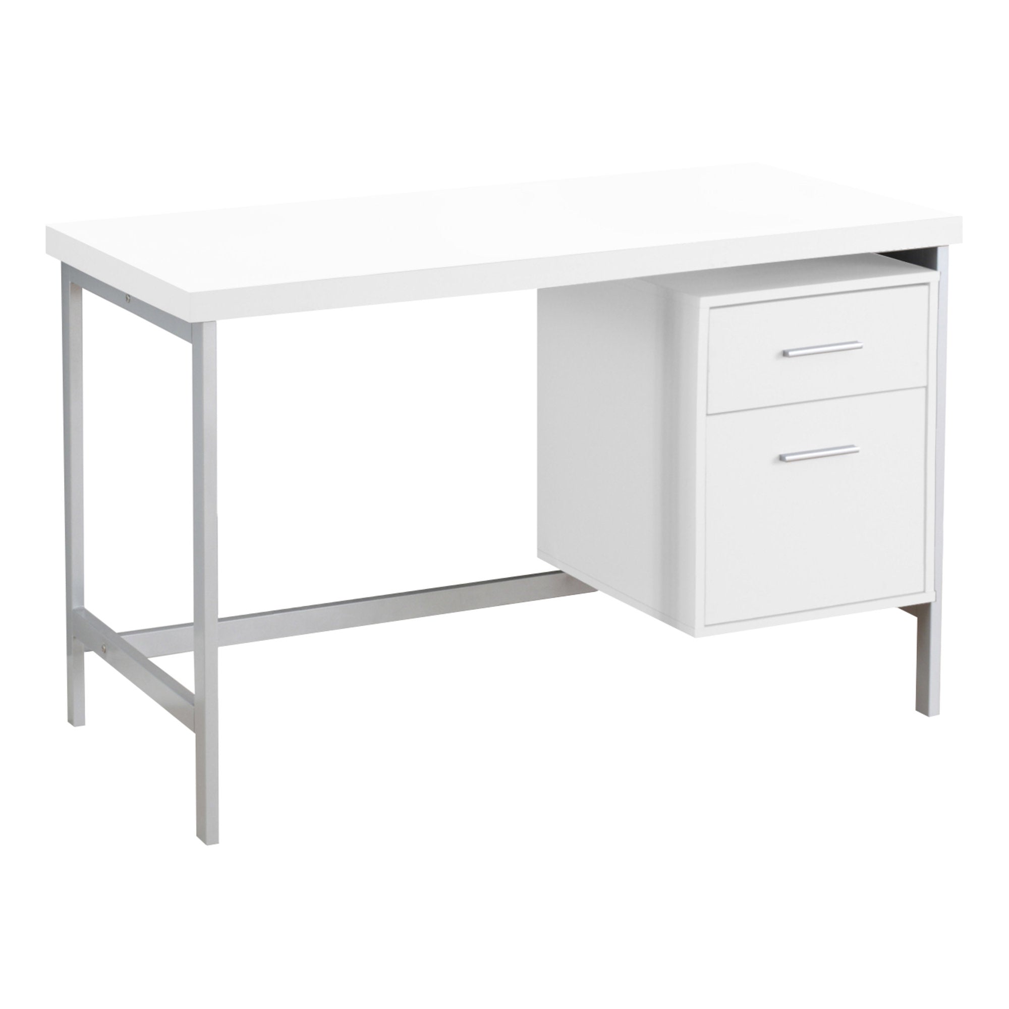 MN-227149    Computer Desk, Home Office, Laptop, Left, Right Set-Up, Storage Drawers, 48"L, Metal, Laminate, White, Contemporary, Modern