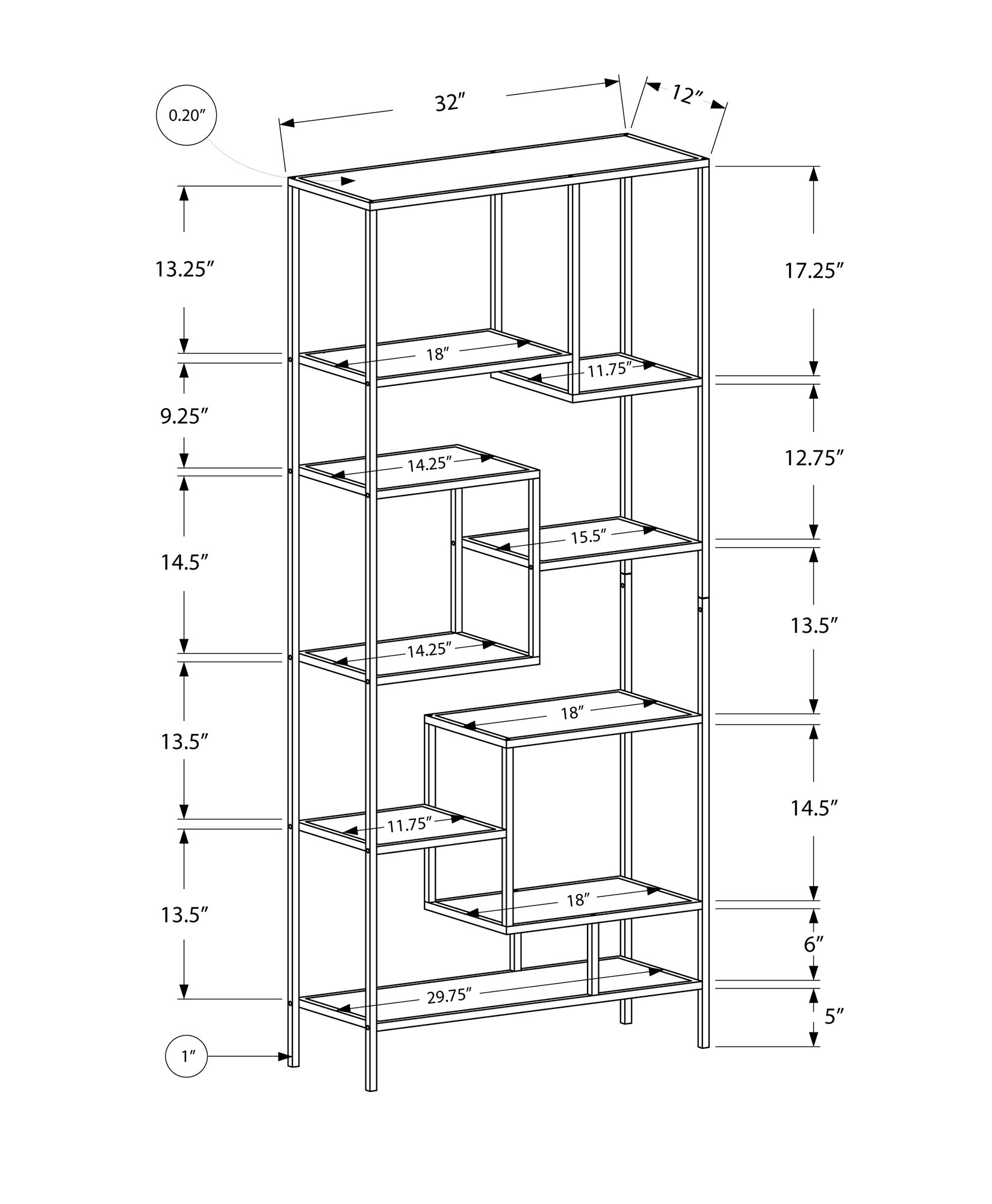 MN-287159    Bookshelf, Bookcase, Etagere, Office, Bedroom, 72"H, Metal, Tempered Glass, White, Contemporary, Modern