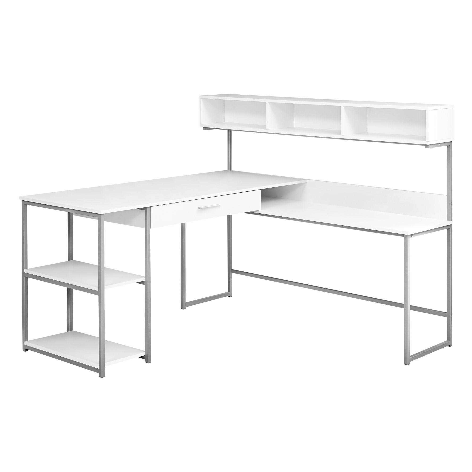 MN-317162    Computer Desk, Home Office, Corner, Storage Drawers, L Shape, Metal, Laminate, White, Contemporary, Modern