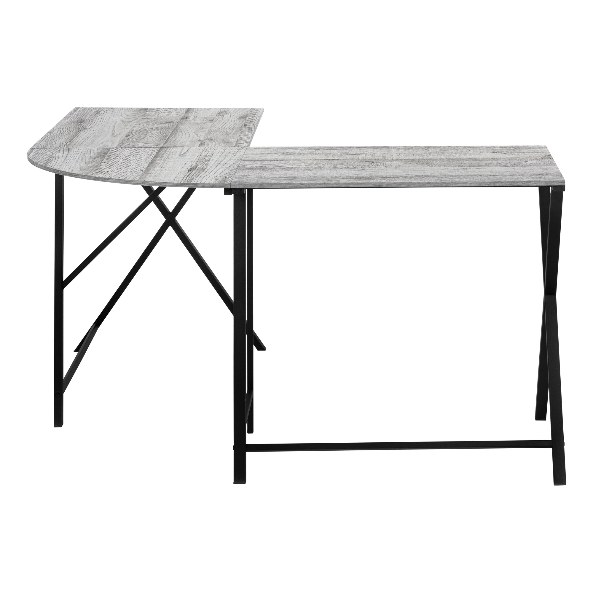 MN-417196    Computer Desk, Home Office, Corner, 55"L, L Shape, Metal, Laminate, Grey, Black, Contemporary, Modern