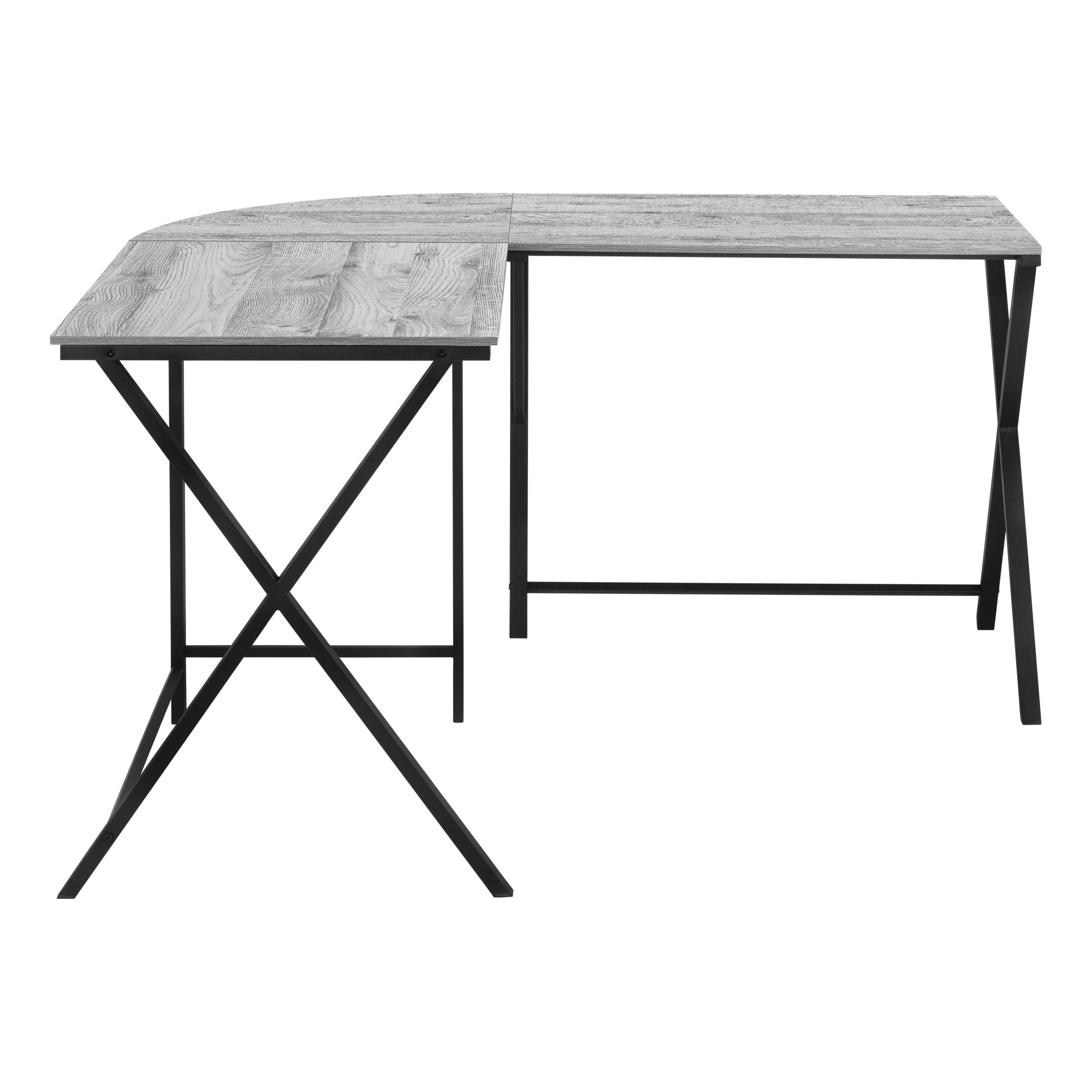 MN-417196    Computer Desk, Home Office, Corner, 55"L, L Shape, Metal, Laminate, Grey, Black, Contemporary, Modern