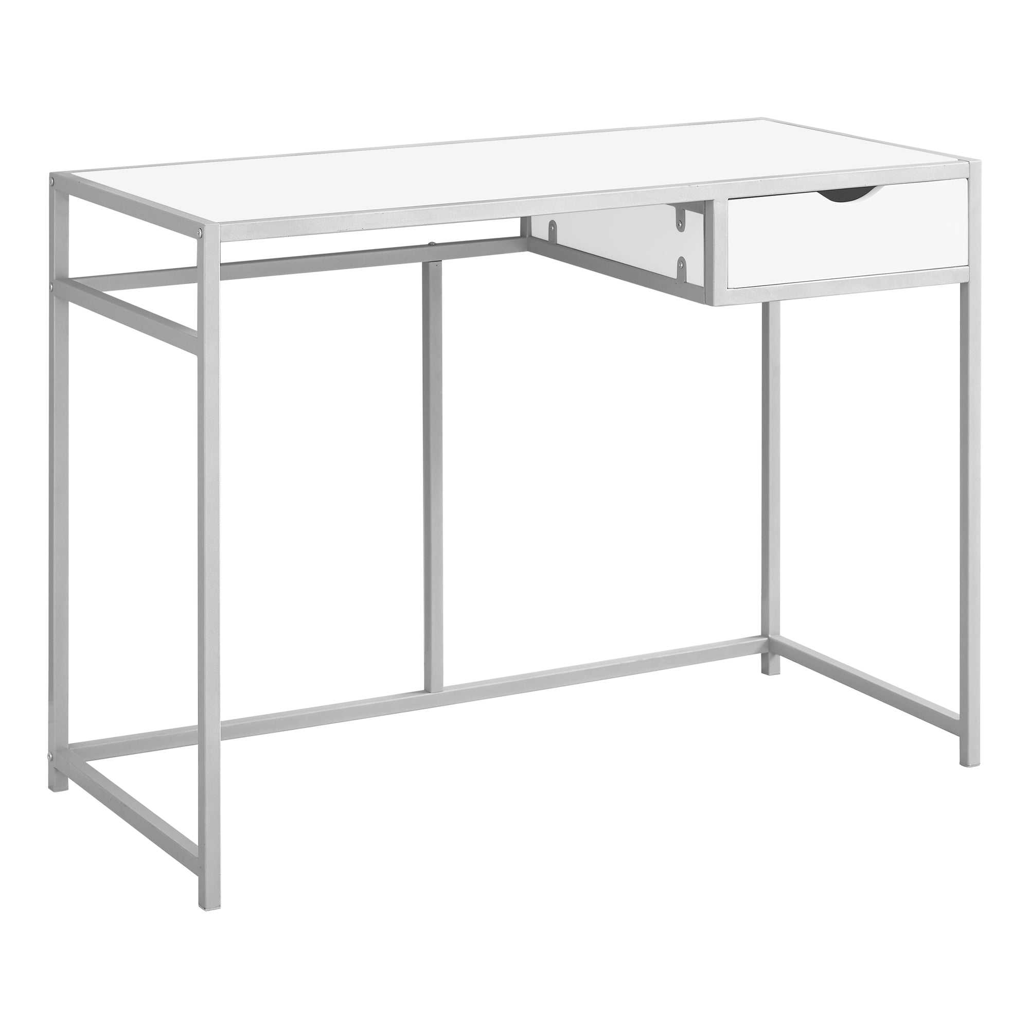 MN-537222    Computer Desk, Home Office, Laptop, Storage Drawers, 42"L, Metal, Laminate, White, Contemporary, Industrial, Modern