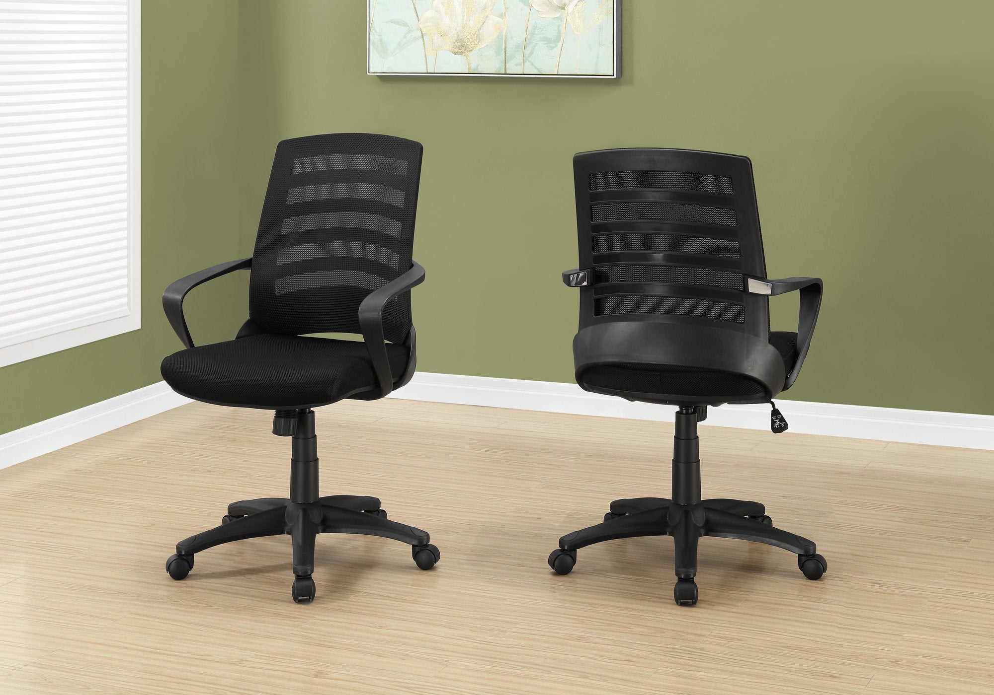 MN-547224    Office Chair, Adjustable Height, Swivel, Ergonomic, Armrests, Computer Desk, Office, Metal Base, Mesh, Black, Contemporary, Modern