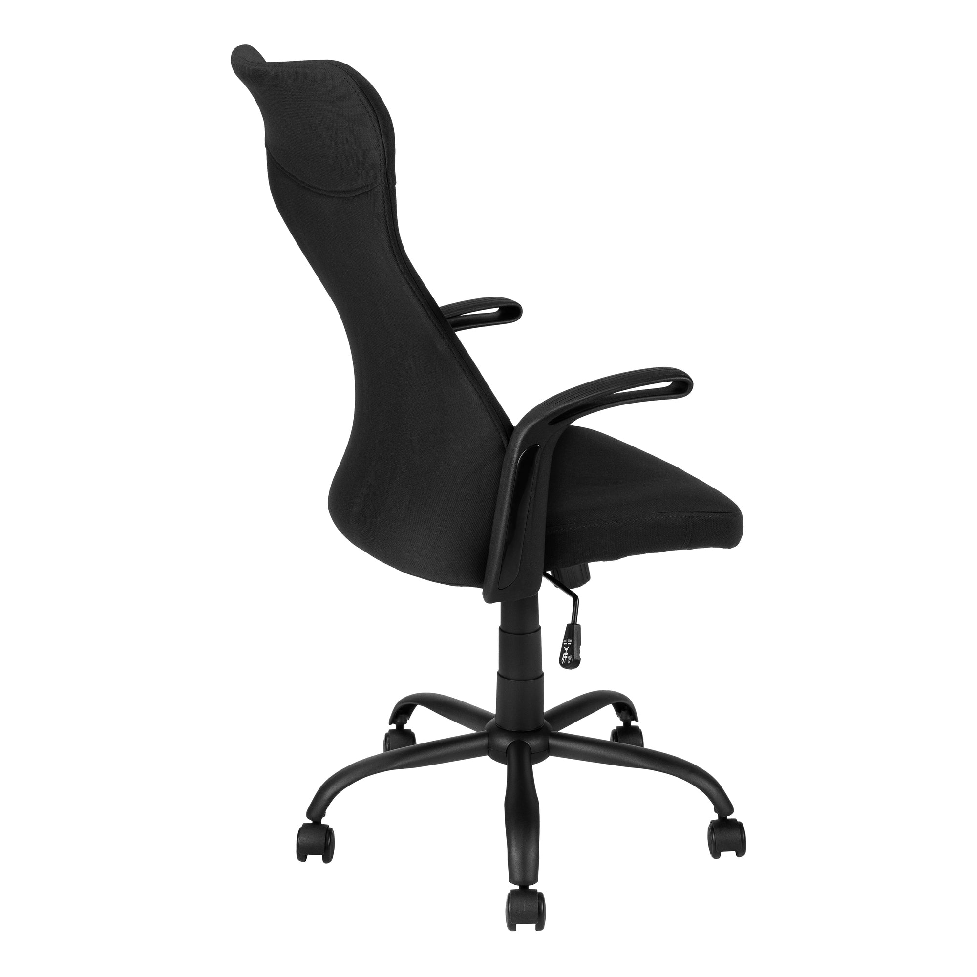 MN-667248    Office Chair, Adjustable Height, Swivel, Ergonomic, Armrests, Computer Desk, Office, Metal Base, Fabric, Black, Contemporary, Modern