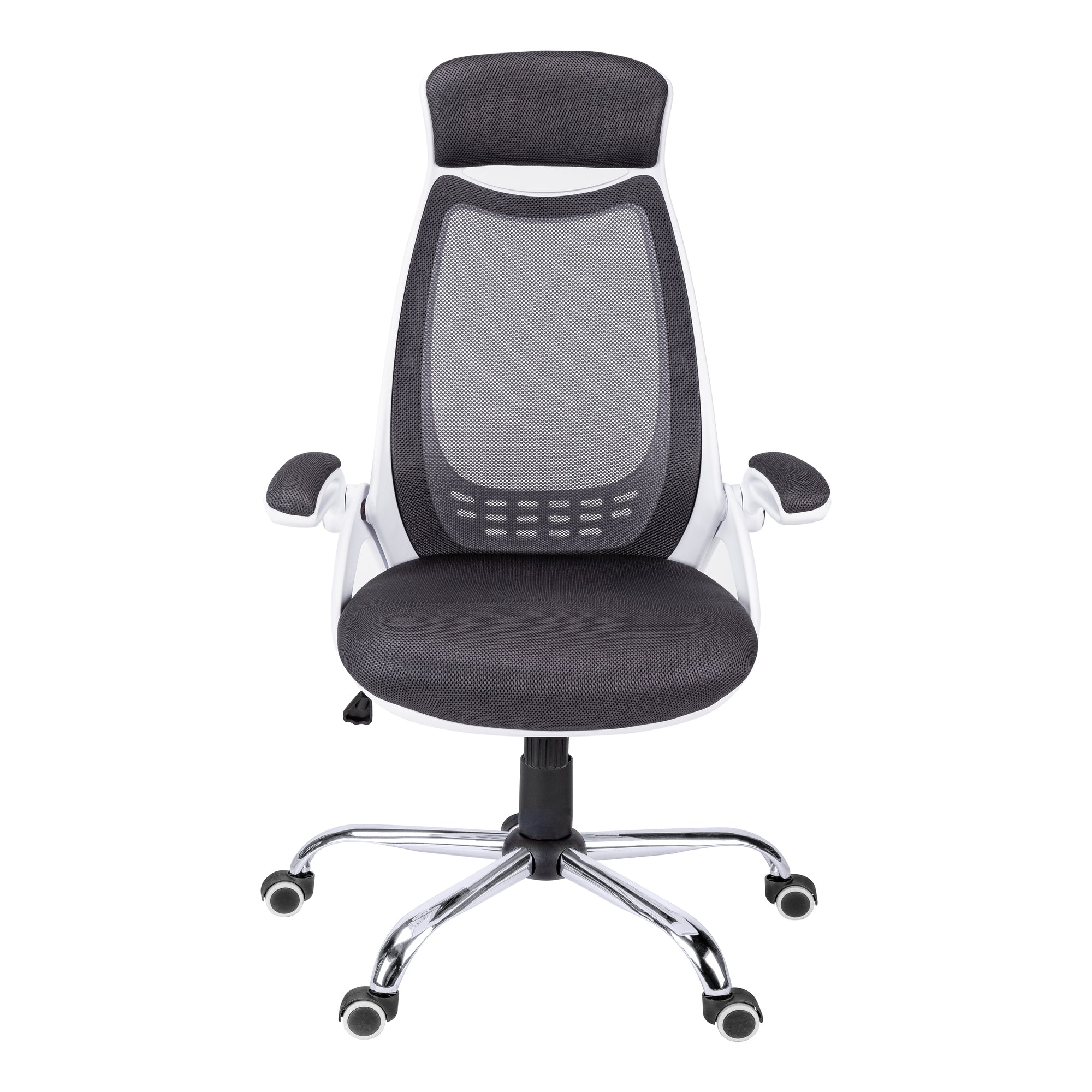 MN-817269    Office Chair, Adjustable Height, Swivel, Ergonomic, Armrests, Computer Desk, Office, Metal Base, Mesh, White, Grey, Chrome, Contemporary, Modern