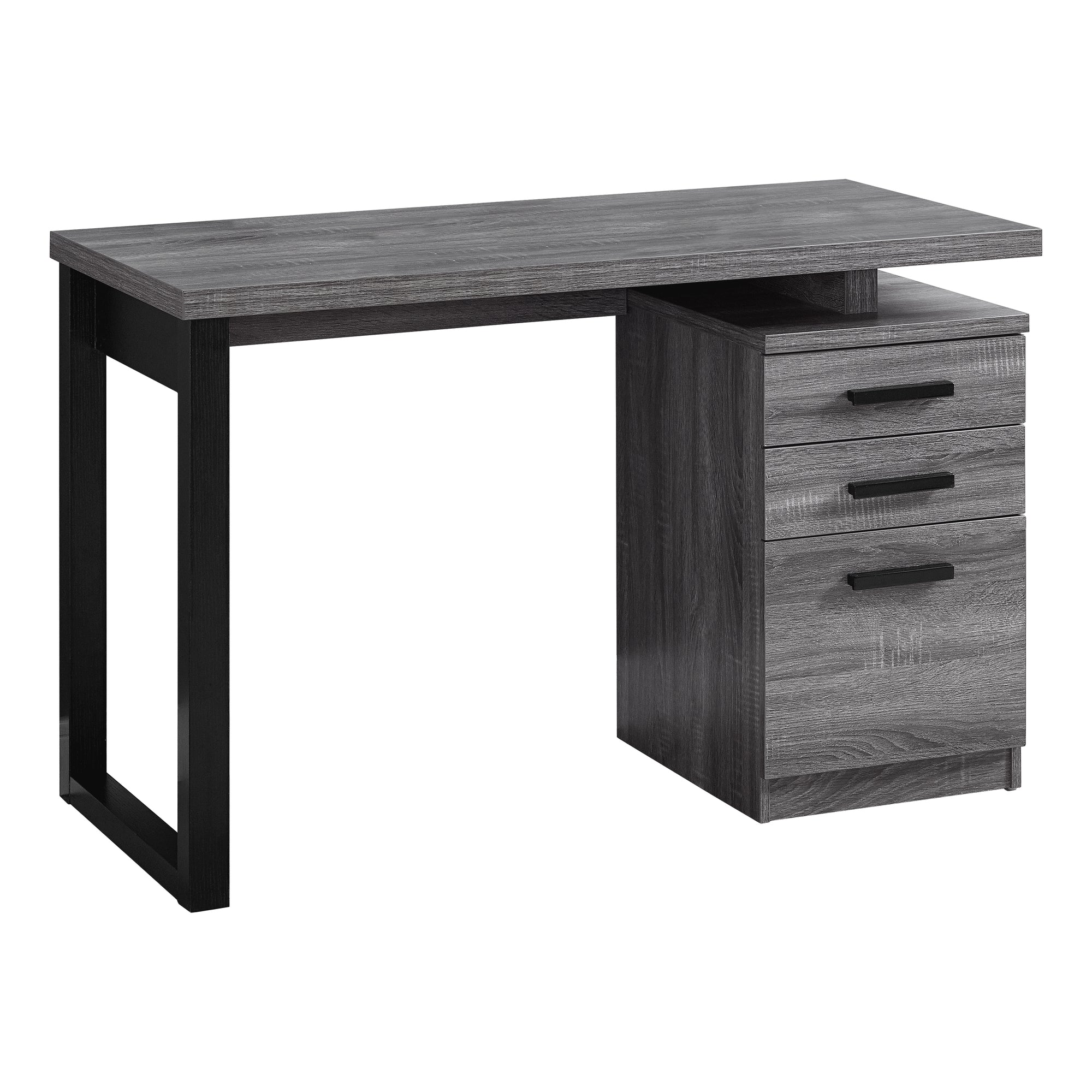 MN-927295    Computer Desk, Home Office, Laptop, Left, Right Set-Up, Storage Drawers, 48"L, Metal, Laminate, Grey, Black, Contemporary, Modern