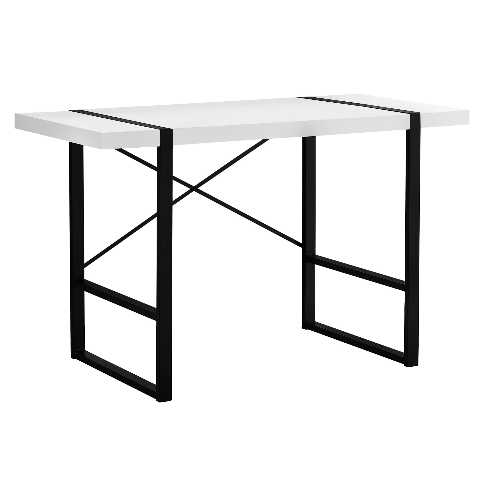 MN-147313    Computer Desk, Home Office, Laptop, 48"L, Metal, Laminate, White, Black, Contemporary, Modern