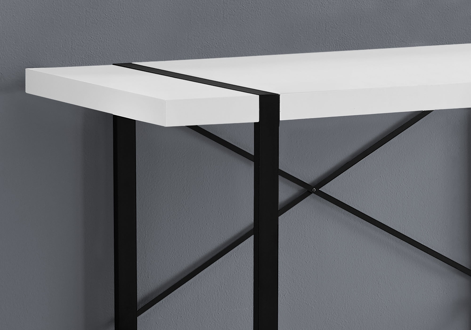 MN-147313    Computer Desk, Home Office, Laptop, 48"L, Metal, Laminate, White, Black, Contemporary, Modern