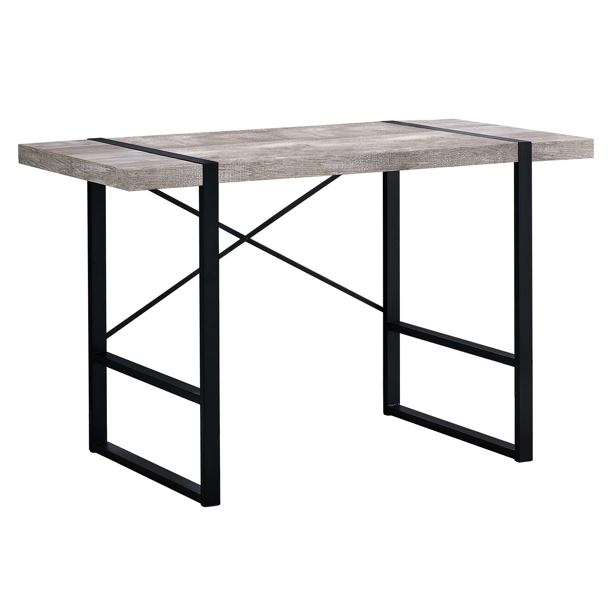MN-167315    Computer Desk, Home Office, Laptop, 48"L, Metal, Laminate, Taupe Reclaimed Wood Look, Black, Contemporary, Modern