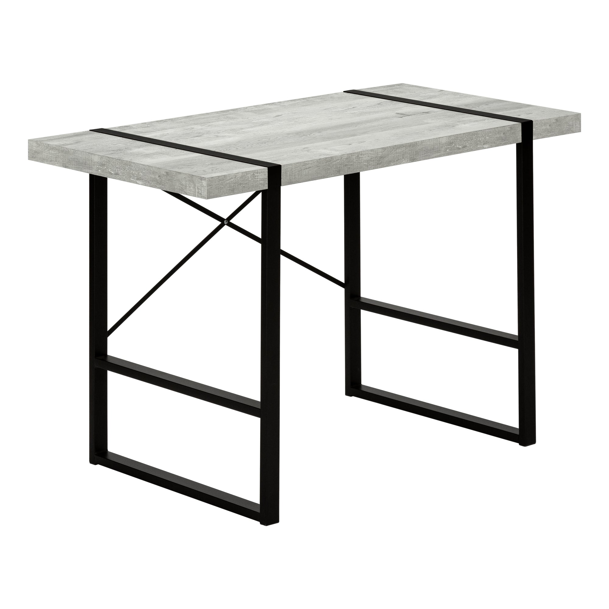 MN-177316    Computer Desk, Home Office, Laptop, 48"L, Metal, Laminate, Grey Reclaimed Wood Look, Black, Contemporary, Modern