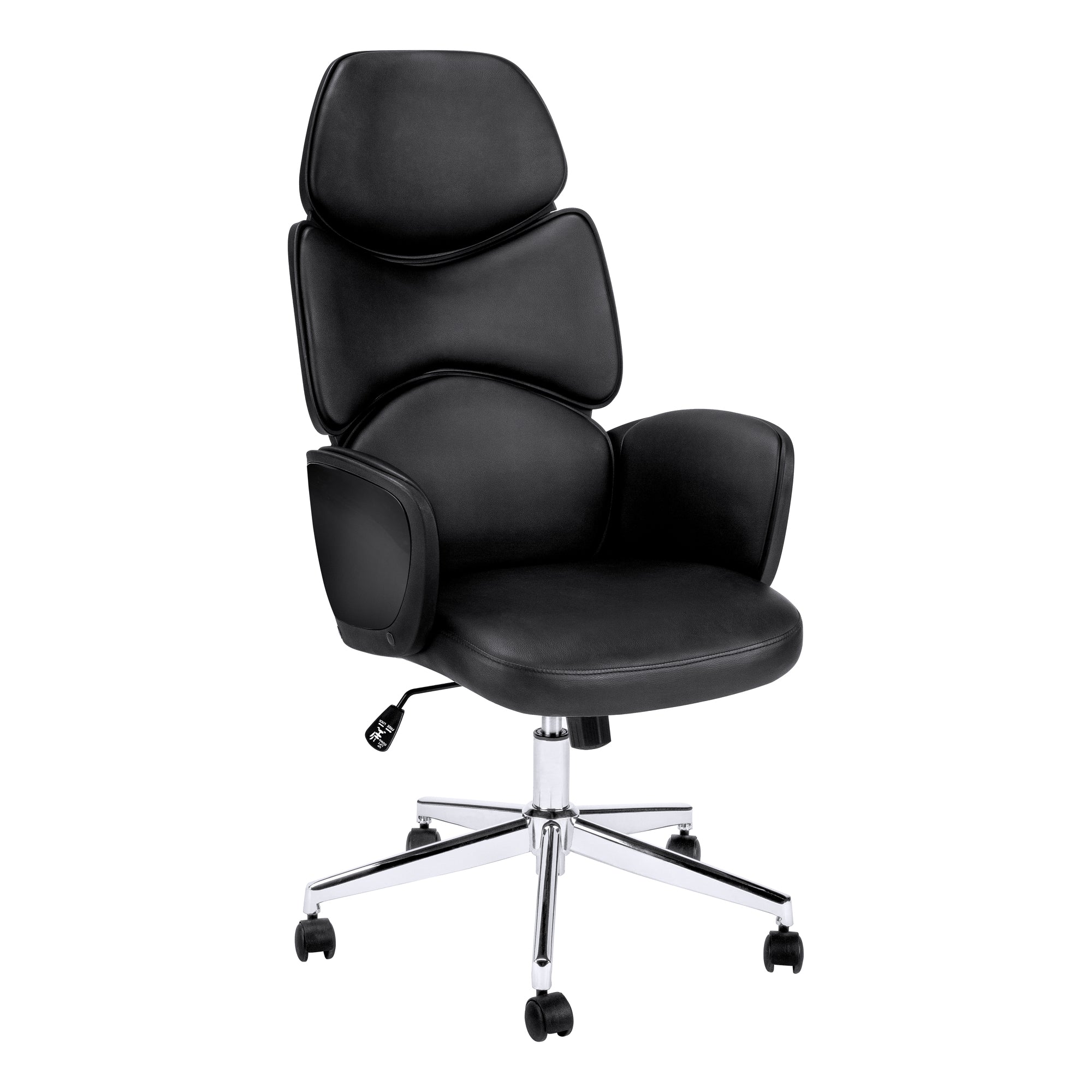 MN-217321    Office Chair, Adjustable Height, Swivel, Ergonomic, Armrests, Computer Desk, Office, Metal Base, Leather Look, Acrylic, Glossy Black, Chrome, Contemporary, Modern